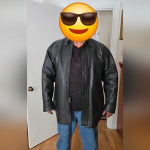 Men's Classic Black Leather Shirt Jacket